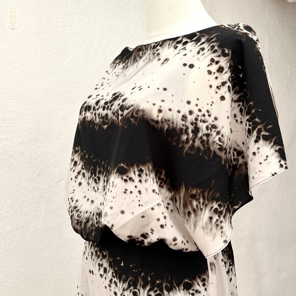 Jessica Simpson Christina Print Black White Watercolor Plunging Back Tunic Dress - Picture 8 of 15